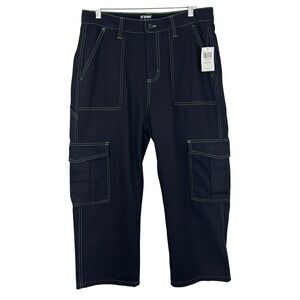HT Denim Black Neon‎ Green High Rise Carpenter Pants Goth Skater Alt Fashion